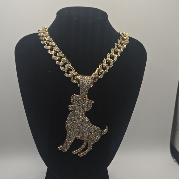 Sparkling Gold Dog Pendant Necklace